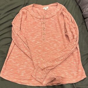 BKE Rose Dusty Pink Long Sleeve Henley